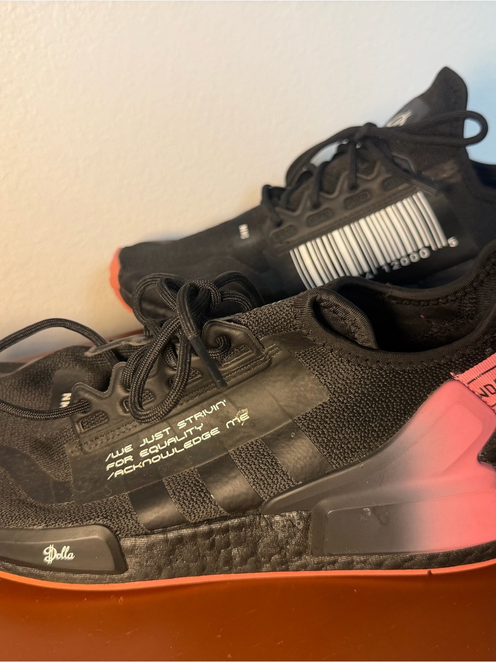 adidas Black Athletic Sneakers with Pink Heel Accents